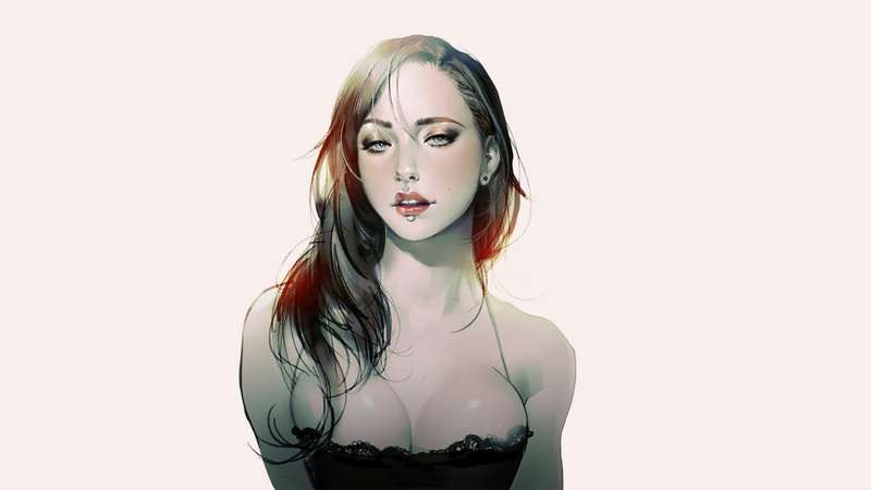 caucasian Ethnicity, red, hair, studio Shot, waist up, indoors, body, dress, breast, black, eye, Beautiful girl, corset piercing, people, looking At Camera