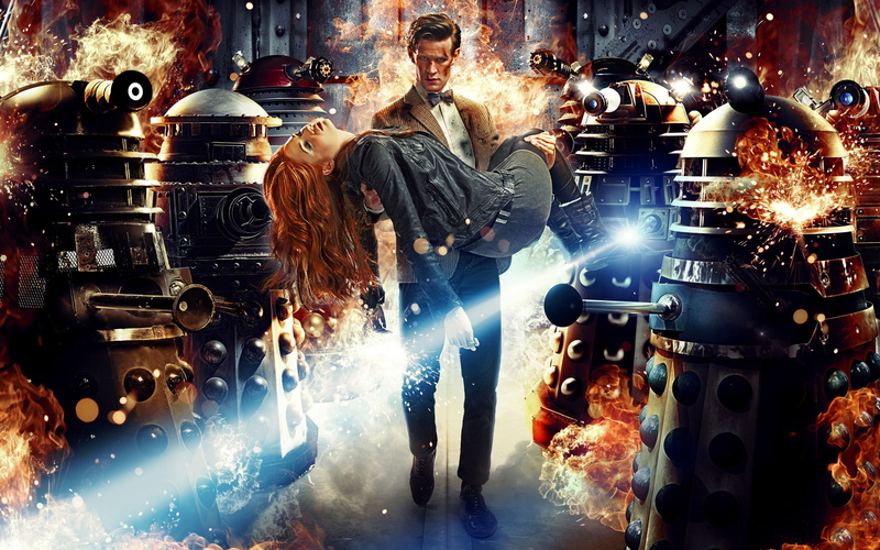 girls, color, daleks, tech, sci-fi, fire, men, mech, bbc, doctor, explosion, science, flames, males, laser, who, 1080P, comedy, action, series, drama