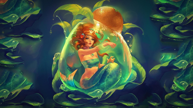 sexy, underwater, sensual, fantasy, plants, anime, females, girls, emotion, babes, mood, 1080P, flowers, fishes, bubbles, sakimichan, water, mermaid, original