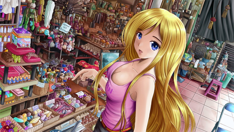 sexy, females, original, cleavage, pov, candy, detail, manga, stare, women, color, asian, art, room, ilolamai deviantart com, girls, 1080P, oriental, blondes