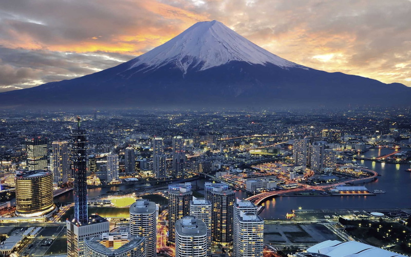 1080P, mountains, Mount Fuji, urban, city, Japan