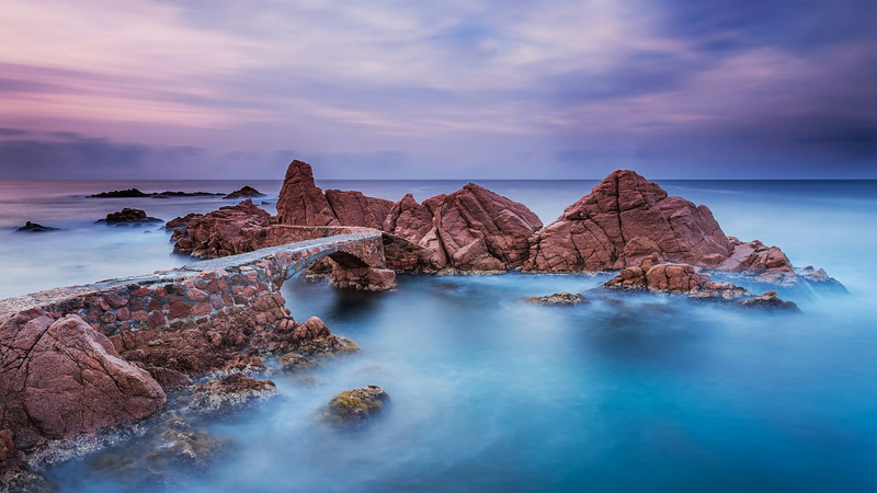 shore, rock - object, idyllic, tranquil scene, nature, cloud - sky, non-urban scene, sky, coast, catalonia, tranquility, spain, ocean, no people, rosamar