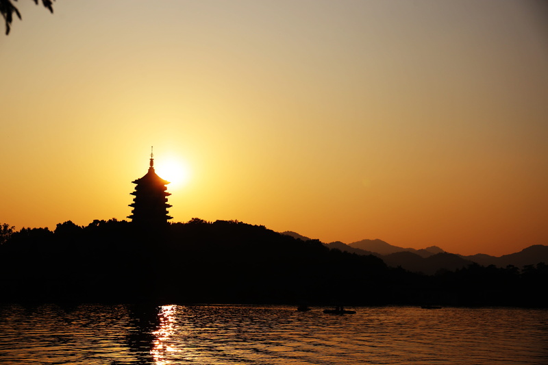 reflection, 5K, sky, west lake, nature, place of worship, scenics - nature, architecture, silhouette, building exterior, travel destinations, beauty in nature