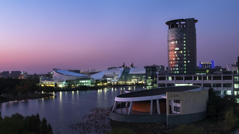 nature, office building exterior, cityscape, illuminated, outdoors, reflection, built structure, zhejiang university, apartment, china, night, nautical vessel
