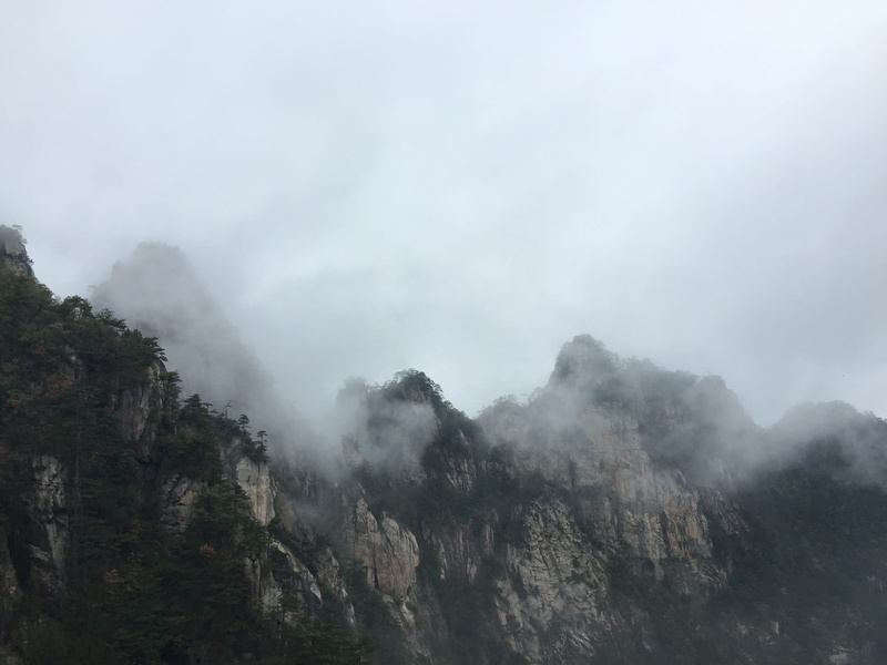 outdoors, scenics - nature, sunshine, tranquility, foggy, non-urban scene, idyllic, beauty in nature, mountain peak, cloud - sky, Zhejiang, tree, mountain range