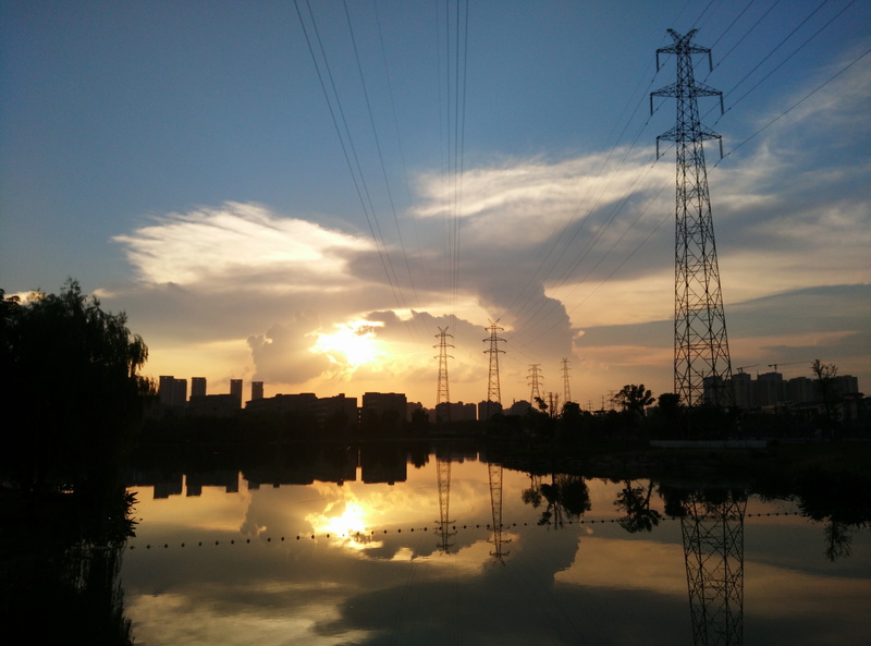 nature, 4K, connection, cloud - sky, fuel and power generation, sunset, sun, lake view, no people, built structure, technology, power supply, sky, silhouette
