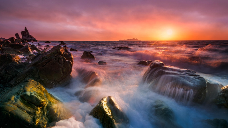 landscape, solid, beauty in nature, sunrise, china, land, long exposure, zhejiang, power in nature, outdoors, zhoushan, dawn, scenics - nature, sunset