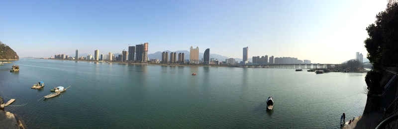 building, water, no people, cityscape, building exterior, sky, day, downtown district, 4K, outdoors, hangzhou, city, nature, fuchunjiang, travel, office building exterior