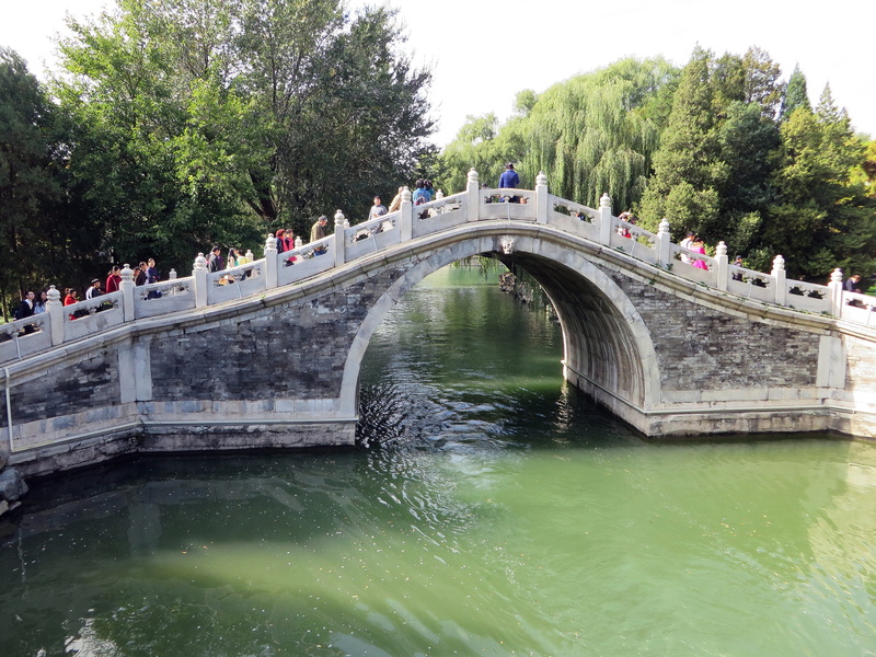outdoors, pekin, architecture, day, real people, incidental people, beijing, palace, waterfront, chinese architecture, arch bridge, ark, bridge, connection