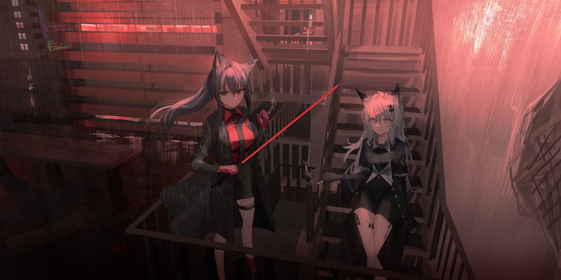 animal ears, smoking, Arknights, Chihuri 45, anime, anime girls, 4K