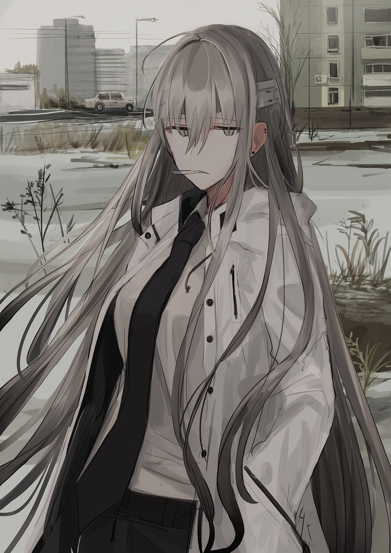 white hair, cigarettes, 720P, smoking, Chihuri 45