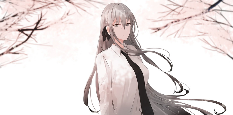 weapon, looking at viewer, Russia, simple background, 1080P, Chihuri 45, white hair, Mosin-Nagant, eye patch, snow