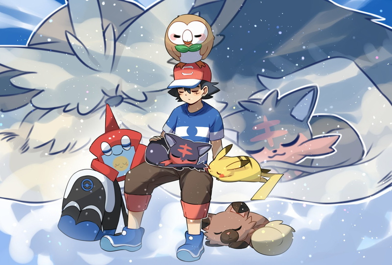 Litten (Pokémon), 1080P, Rowlet (Pokémon), Pokémon, Pikachu, Ash (Pokémon), Rockruff (Pokémon), Rotomdex (Pokémon)