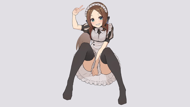 black legwear, Fate/Grand Order, maid outfit, simple background, 2K, Fate Series, thighs, anime, maid, Kopaka (Karda Nui), Leonardo Da Vinci (FGO), Rider (Fate/Grand Order)