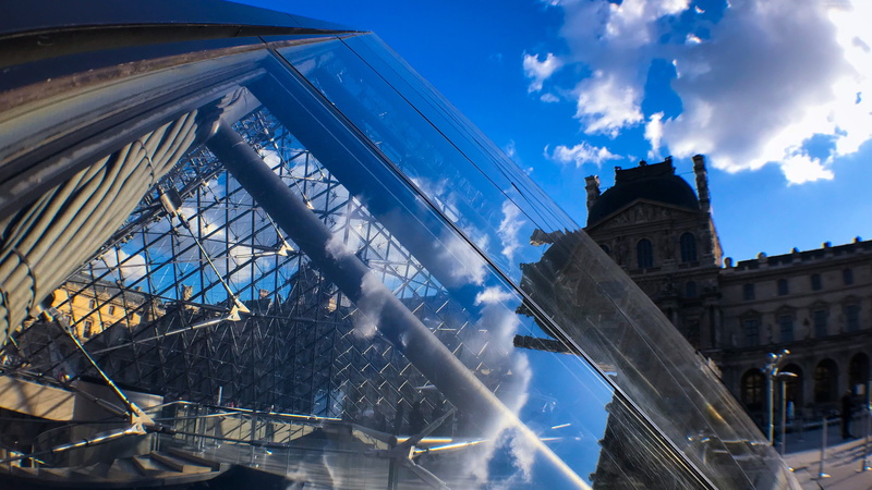 built structure, office building exterior, outdoors, Louvre museum, blue, 4K, sunlight, Europe, building, building exterior, Paris, government, 5k, skyscraper