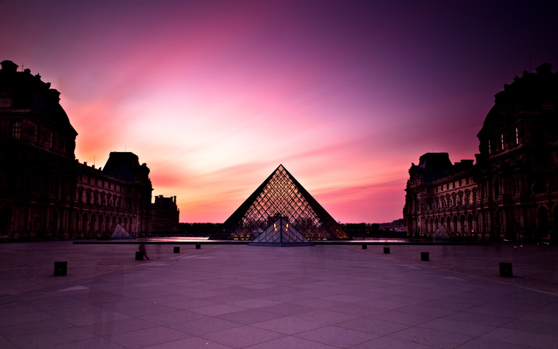2K, sunset, museum, louvre