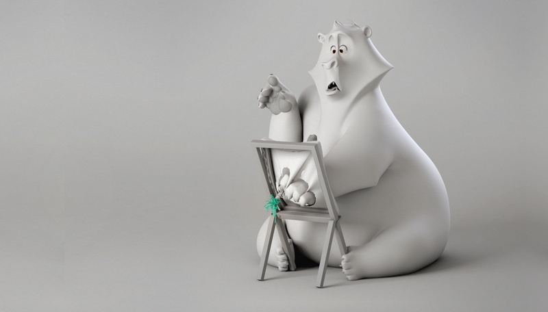 the situation, bear, model, brush, rendering, artist, canvas, Ander Liza, art, Very Together, 1080P