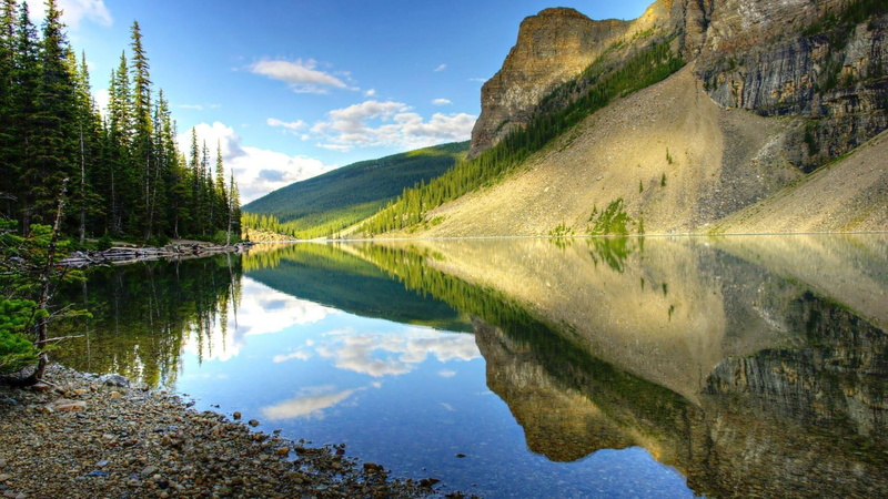 glorious, forest, shore, nature and landscapes, lake, 1080P, lscape, reflection, nature, mountain