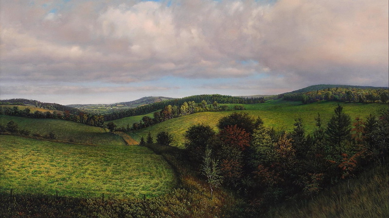 lscape, field, fields, nature and landscapes, glorious, trees, grass, hills, green, clouds, 1080P
