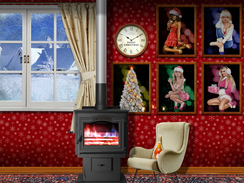2K, digital art, women, room, collage, clocks