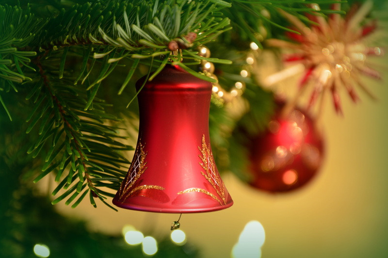 red, fir green, focus on foreground, holiday, tree hanging, christmas tree, pine tree, tree, christmas decorations, illuminated, event, close-up, decoration