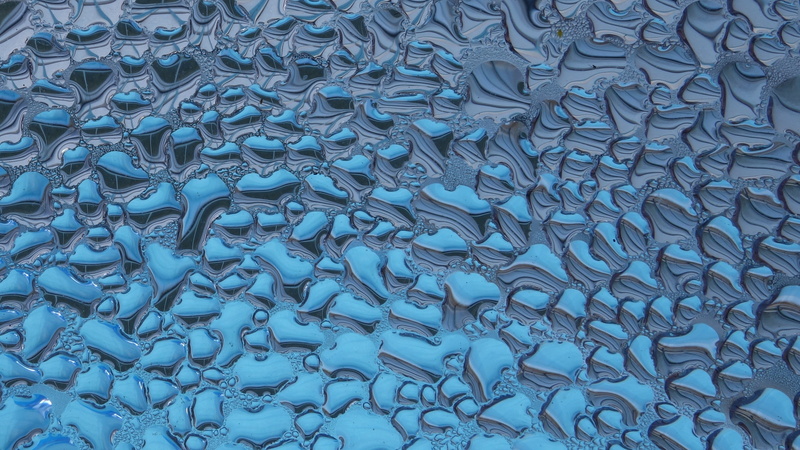 drip, water repellent, 2K, large group of objects, still life, surface tension, high angle view, drop of water, blue, textured, industry, close-up