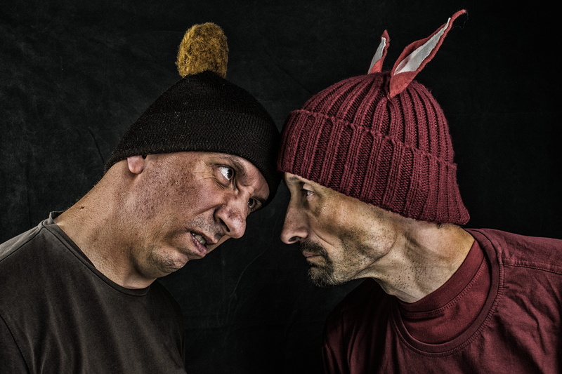 fight, human face, predator, aggression, beard, black background, two people, bear and fox, adult, hat, animals, black, 5K, caps, faces, wild, black color