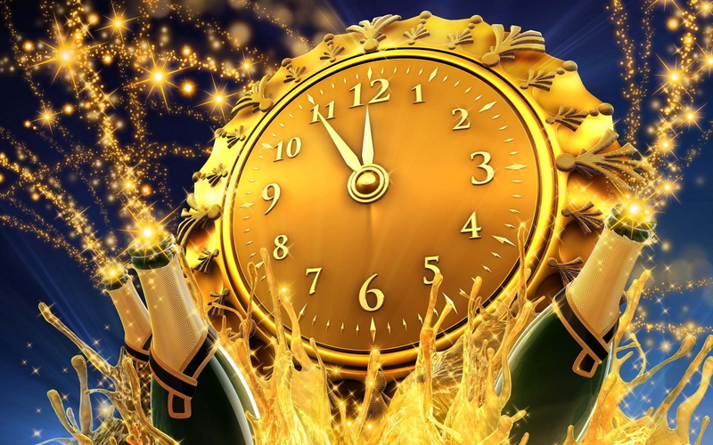 champagne, old, five, clock, year, minutes, toast, backgrounds, desktop, countdown, happy, celebration, new, 2K