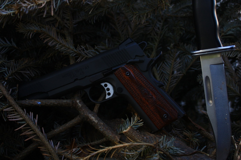 wood - material, warning sign, no people, close-up, communication, still life, tree, weapon, springfield armory 1911 pistol, handgun, gun, high angle view