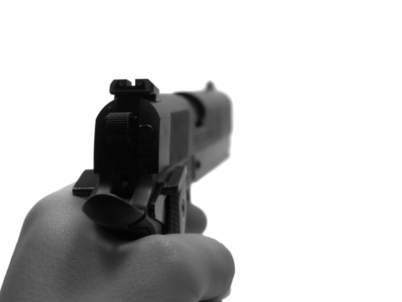 studio shot, photographic equipment, finger, holding, weapon, indoors, 1080P, human body part, Weapons, gun, pistol, hand, single object, camera, digital camera
