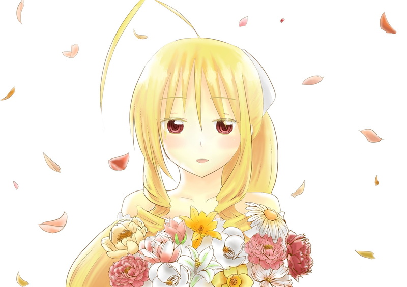 red, long, white, tennos, 1080P, eyes, athena, hayate, flowers, mizuki, blonde, petals, gotoku, hair