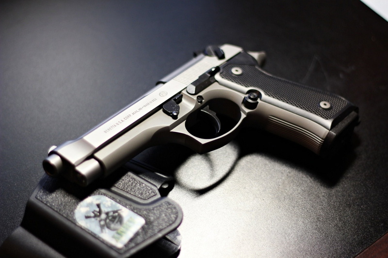 gray, black color, law, handgun, risk, protection, weapon, sign, Weapons, close-up, violence, security, automatic, studio shot, communication, gun, no people