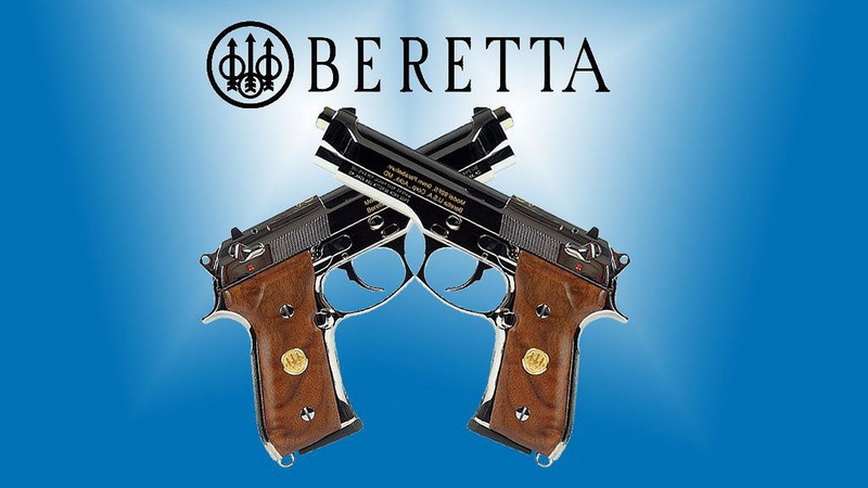 studio shot, indoors, blue background, western script, weapon, beretta pistol, safety, sign, social issues, protection, 1080P, security, wild west, automatic