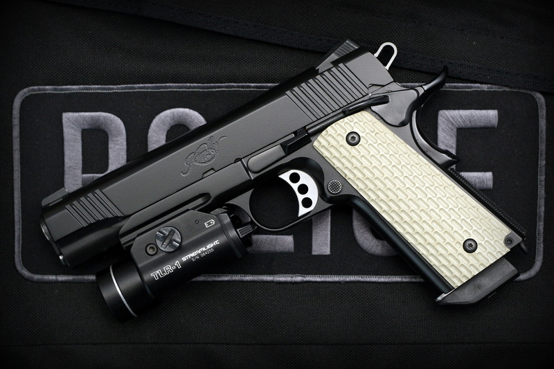 1080P, pistol, semi, automatic, gun, white, semi-automatic, black, Kimber Warrior