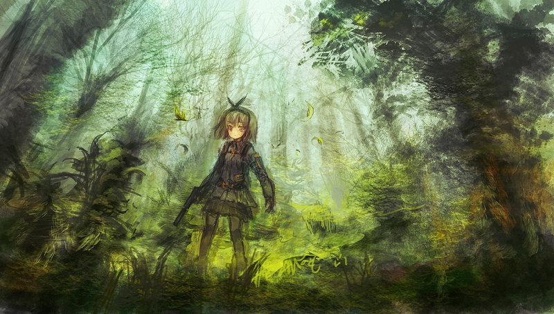 1080P, handguns, suppressor, guns, anime, characters, forests, op center, original, girls