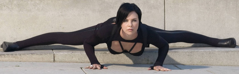 Aeon Flux, front view, balance, hair, 1080P, day, one person, wall - building feature, Movie, exercising, clothing, young adult, adult, hairstyle, sport
