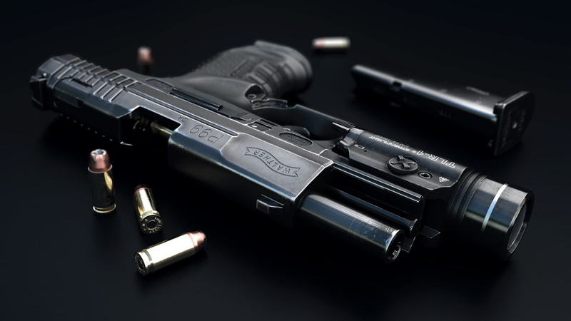 1080P, German gun, art, 9 MM Walther P99 Hand Gun, Luis Nieves, weapons, firearms, cartridges, self-loading pistol