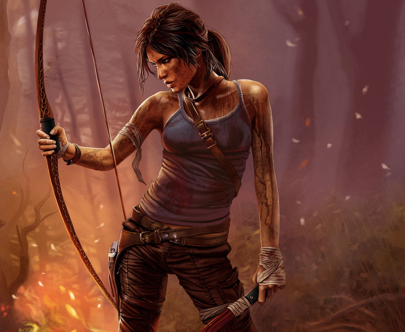 danger, bow, females, hairstyle, one Person, Tomb Raider, holding, clothing, outdoors, caucasian Ethnicity, rope, women, the fire, power, determination
