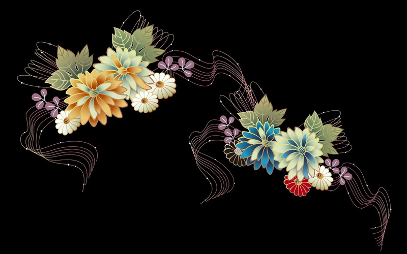 computer Graphic, design, summer, multi Colored, blossom, abstract, creativity, ornate, blue, assorted, 1080P, nature, cut out, flower, single Flower