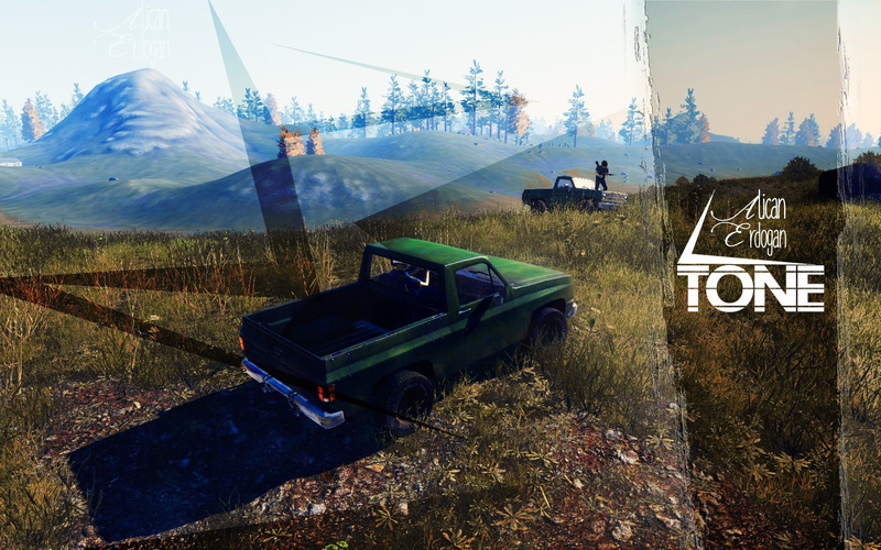 real people, car, field, land vehicle, day, nature, H1Z1 King Of The Kill, transportation, mountain, machinery, sky, landscape, H1Z1 Just Survive, screen shot