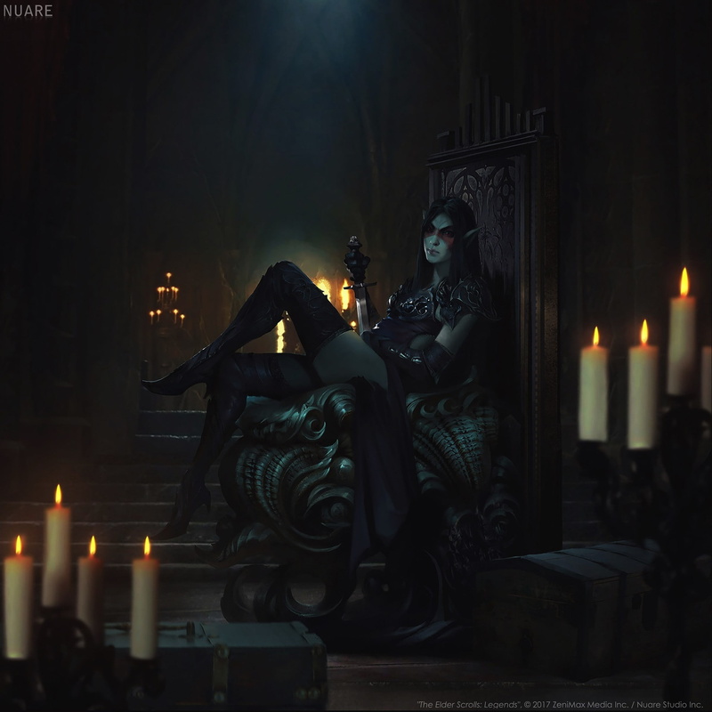 fantasy girl, video games, fantasy art, dark fantasy, legs, 2017 (Year), 1080P, warrior, PC gaming, The Elder Scrolls, candles