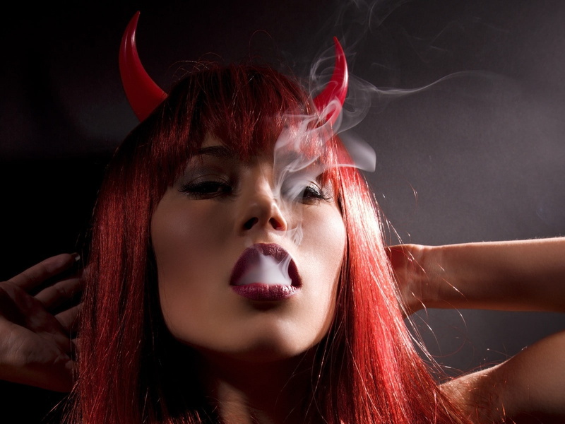 women, devil, art, girls, hd, redheads, tagnotallowedtoosubjective, 720P, people, models, smoke, hot