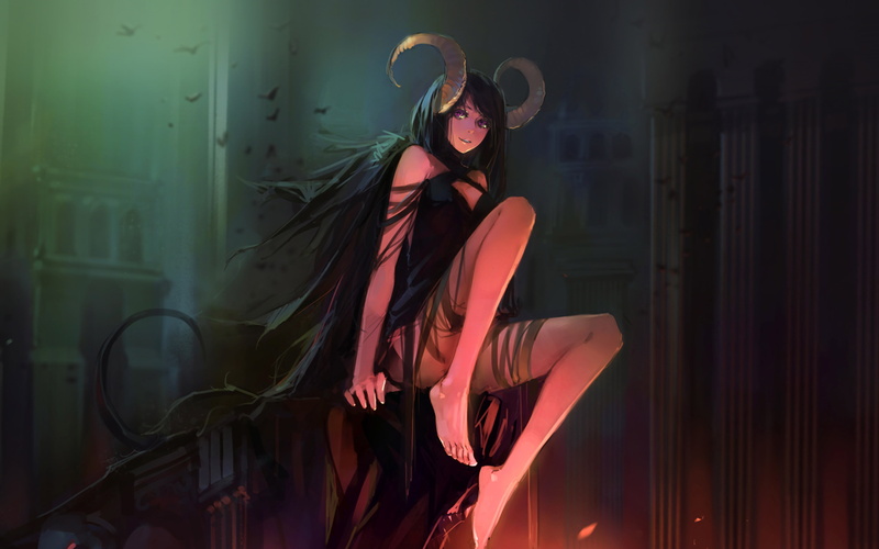 women, devil, fashion, hairstyle, lifestyles, beauty, casual clothing, 4K, girl, dress, real people, skull, side view, art, young women, adult, indoors