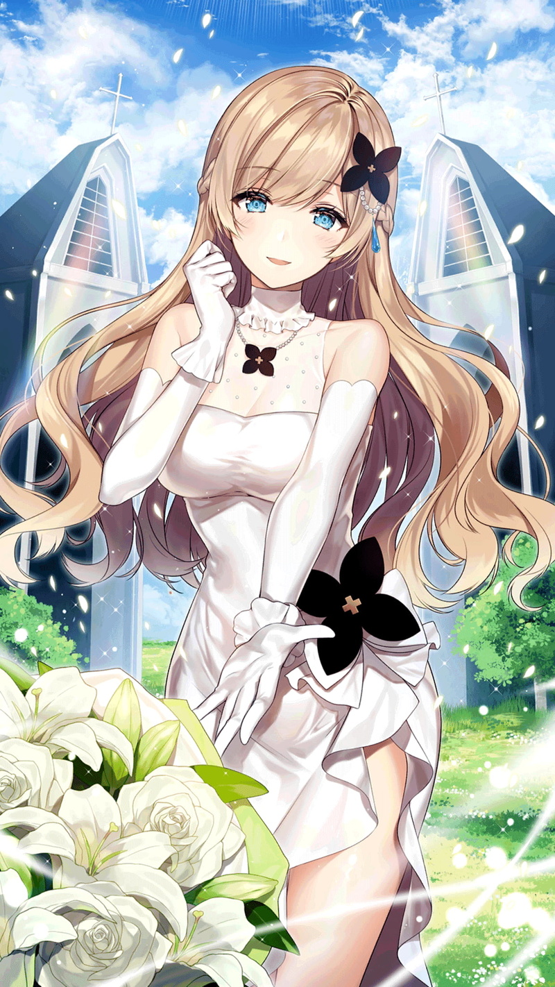 Necomi, anime girls, 1080P, girl cafe gun, white dress, smiling