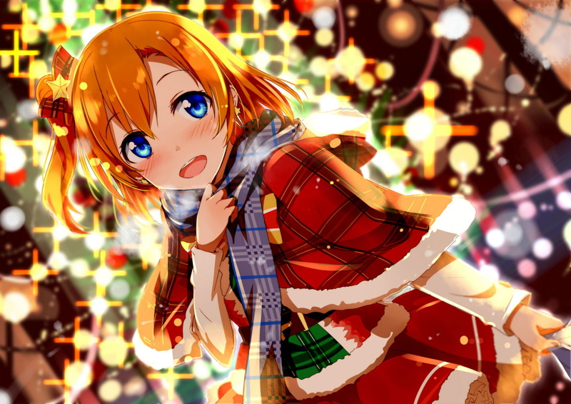 love, idol, live, 720P, gochou, kousaka, christmas, project, school, comedia80, tagme, blue, scarf, honoka, eyes