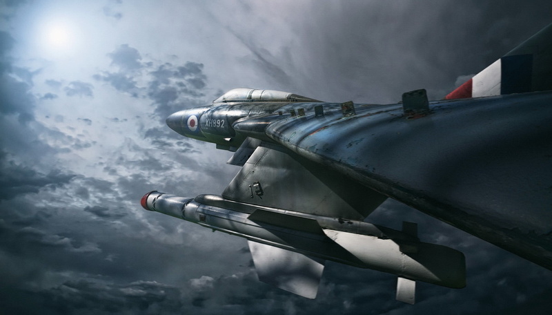 low angle view, sky, air vehicle, outdoors, Gloster Javelin, nature, war, day, transportation, cloud - sky, military, flying, conflict, mid-air, no people