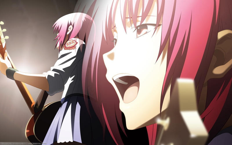 guitar, hair, beats, asami, 1080P, pink, iwasawa, angel, instrument, seifuku