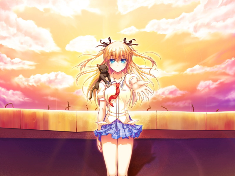 fashion, sky, asami asami, fake azure arcology, rain t miraa, female, gesture, three quarter length, outdoors, beautiful, computer Graphic, digital, sunset