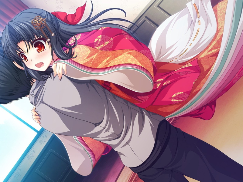 arcology, azure, girl, kimono, asami, hug, 720P, surprise, guy, fake, anime, couple