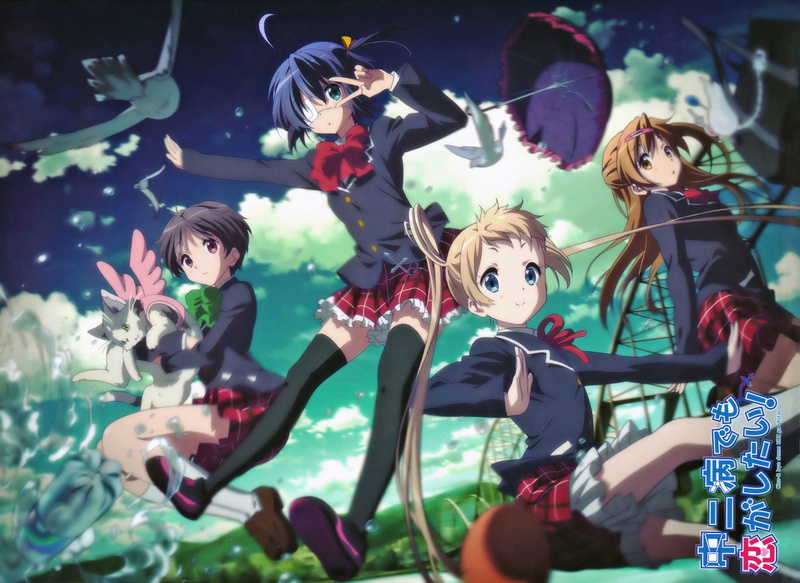 takanashi, dekomori, bird, chuunibyou, nibutani, animal, umbrella, thighhighs, koi, shitai, shinka, 1080P, seifuku, rikka, sanae, demo, kneehighs, tsuyuri